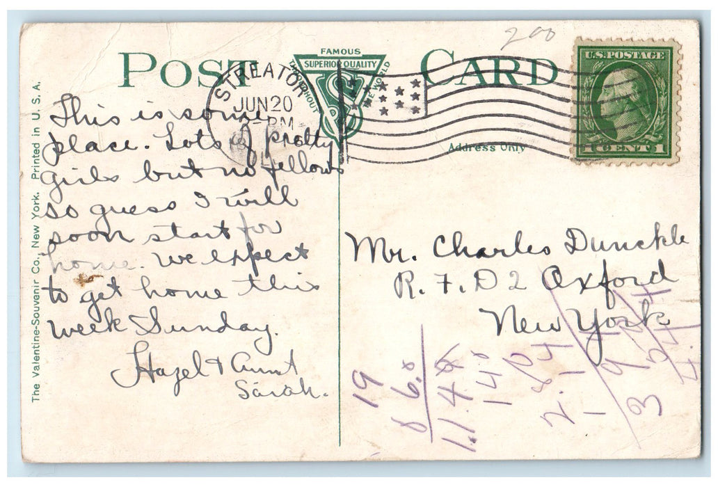 1916 Park Street Dirt Road Lined Trees Sidewalk Streator Illinois IL Postcard