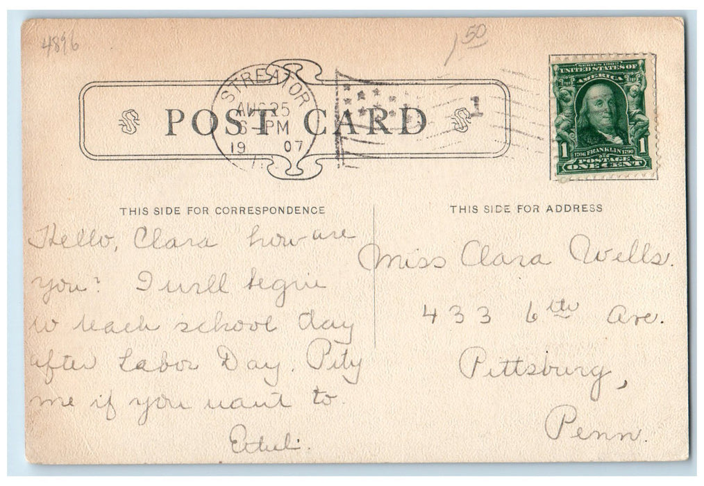 1907 The Dam Vermillion River Water Falls Source Streator Illinois IL Postcard