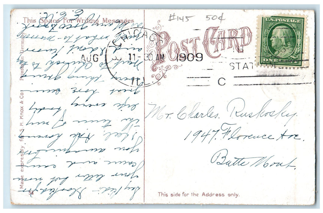 1909 German Building Jackson Park Docking Boat Pond Chicago Illinois IL Postcard