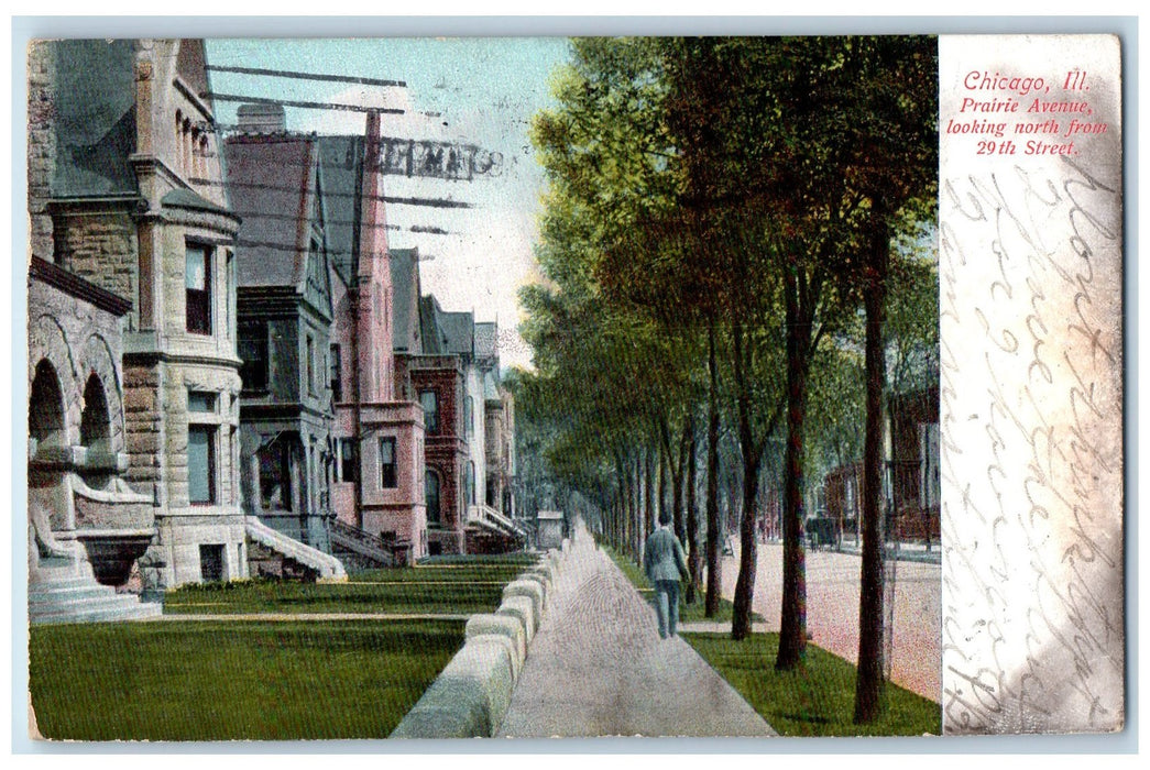 1909 Prairie Avenue North From 12th Avenue Sidewalk Chicago Illinois IL Postcard