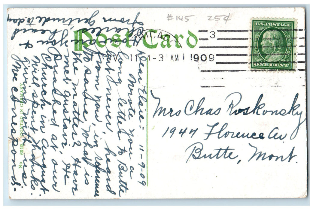 1909 Columbus Hospital Building Dirt Road Car Carriage View Chicago IL Postcard