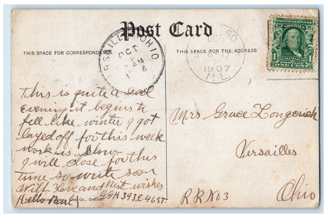 1907 Ogden Boulevard Dirt Road Sidewalk Railroad Chicago Illinois IL Postcard