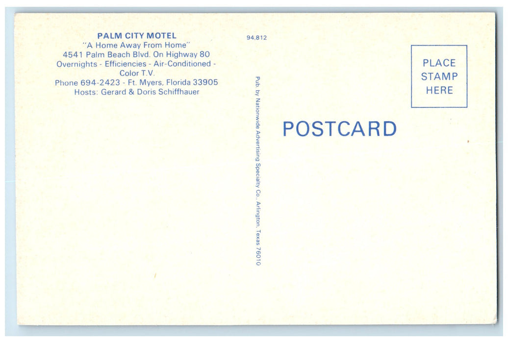c1960s Palm City Motel Exterior Roadside Palm Beach Blvd. FL Unposted Postcard