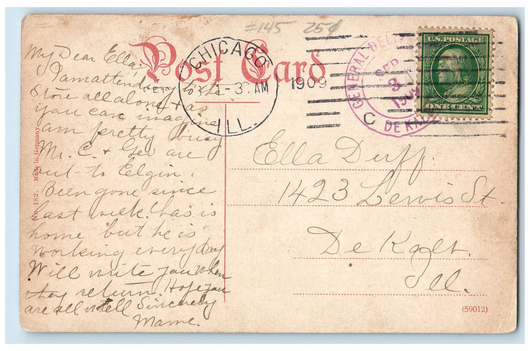 1909 Garfield Park Children's Picnic Group Photo Chicago Illinois IL Postcard