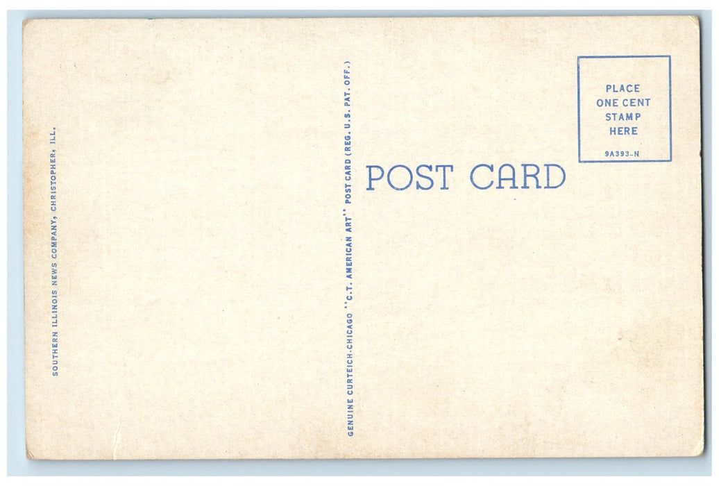 c1940 Masonic Temple Building Entrance View Trees Centralia Illinois IL Postcard