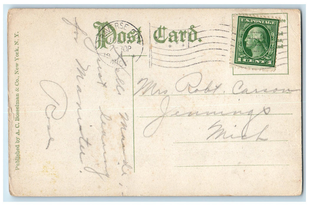 1914 Busy Day In Cherry Orchard Near Traverse City Michigan MI Posted Postcard