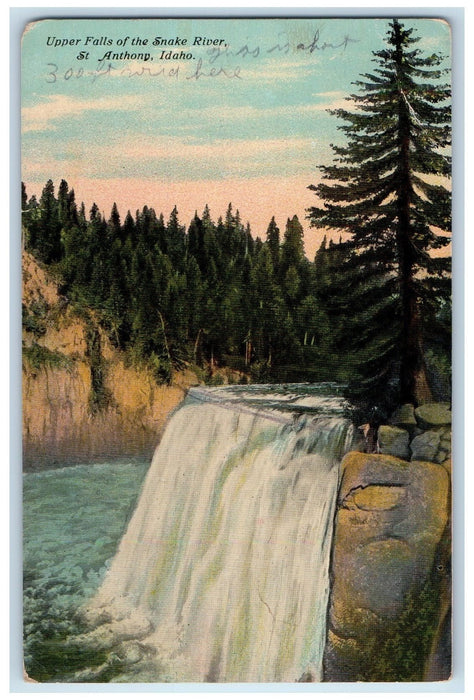 1914 Upper Falls Of The Snake River Grove View St. Anthony Idaho ID Postcard