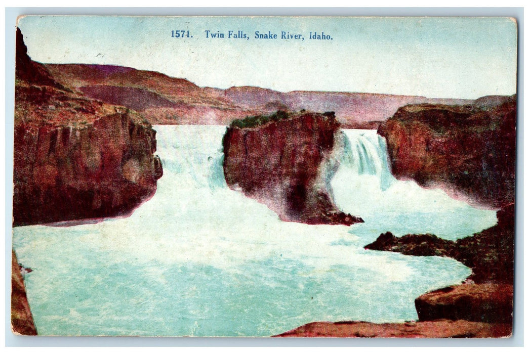 1910 Twin Falls Water Falls Rock Formation Snake River Idaho ID Posted Postcard