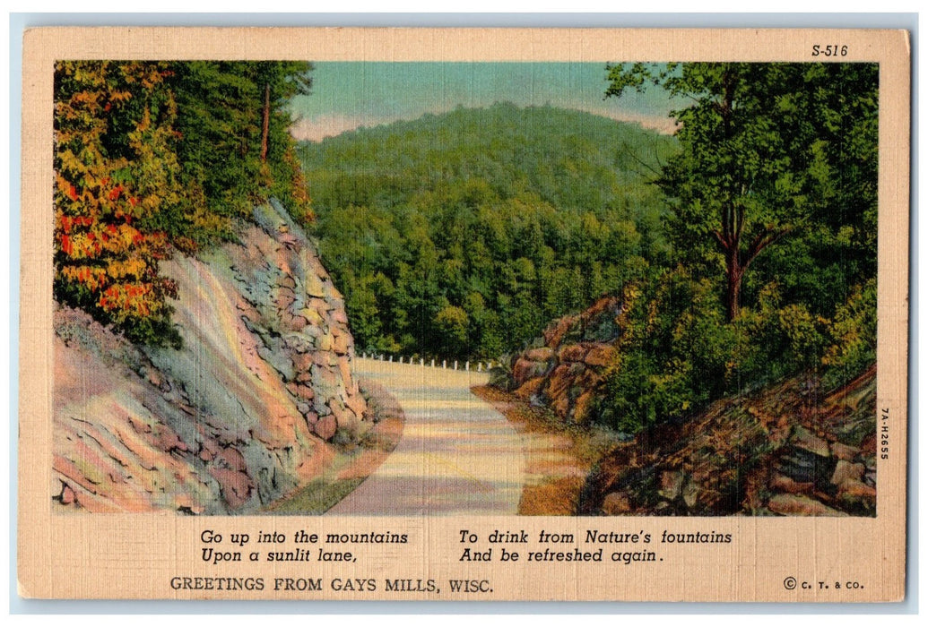 1939 Greetings From Gays Mills Poem Scene Wisconsin WI Posted Vintage Postcard