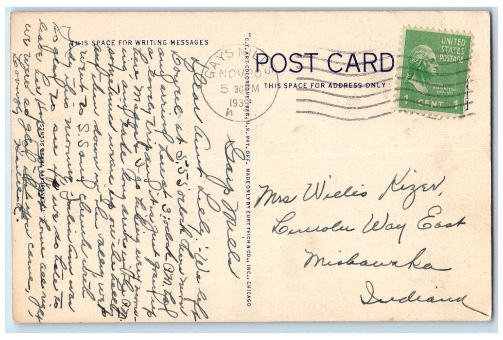 1939 Greetings From Gays Mills Poem Scene Wisconsin WI Posted Vintage Postcard