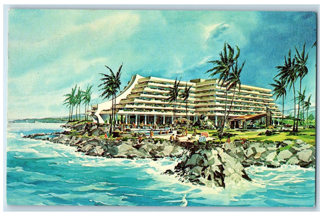 1968 Kona Hilton Resort Restaurant Pleasure Kailua Kona Big Island HI Postcard