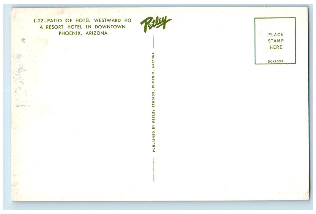 c1960s Patio Of Hotel Westward Ho Resort Hotel Phoenix Arizona AZ Trees Postcard