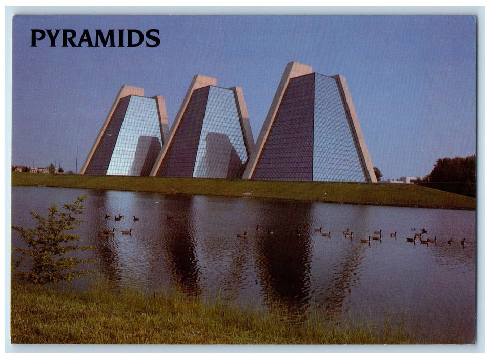 c1950 Pyramids Three Office Tower Reflecting Glass Wall Indianapolis IN Postcard