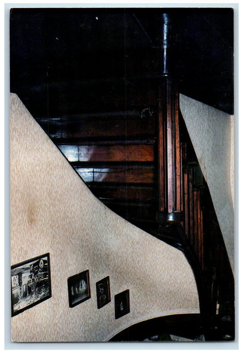 c1905 James Whitcomb Riley Home Walnut Stairway Greenfield Indiana IN Postcard