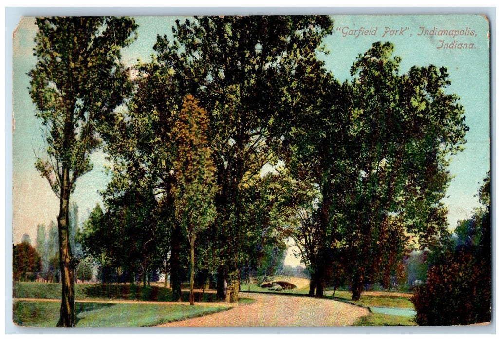 1910 Garfield Street Dirt Roads Pathways Trees Indianapolis Indiana IN Postcard
