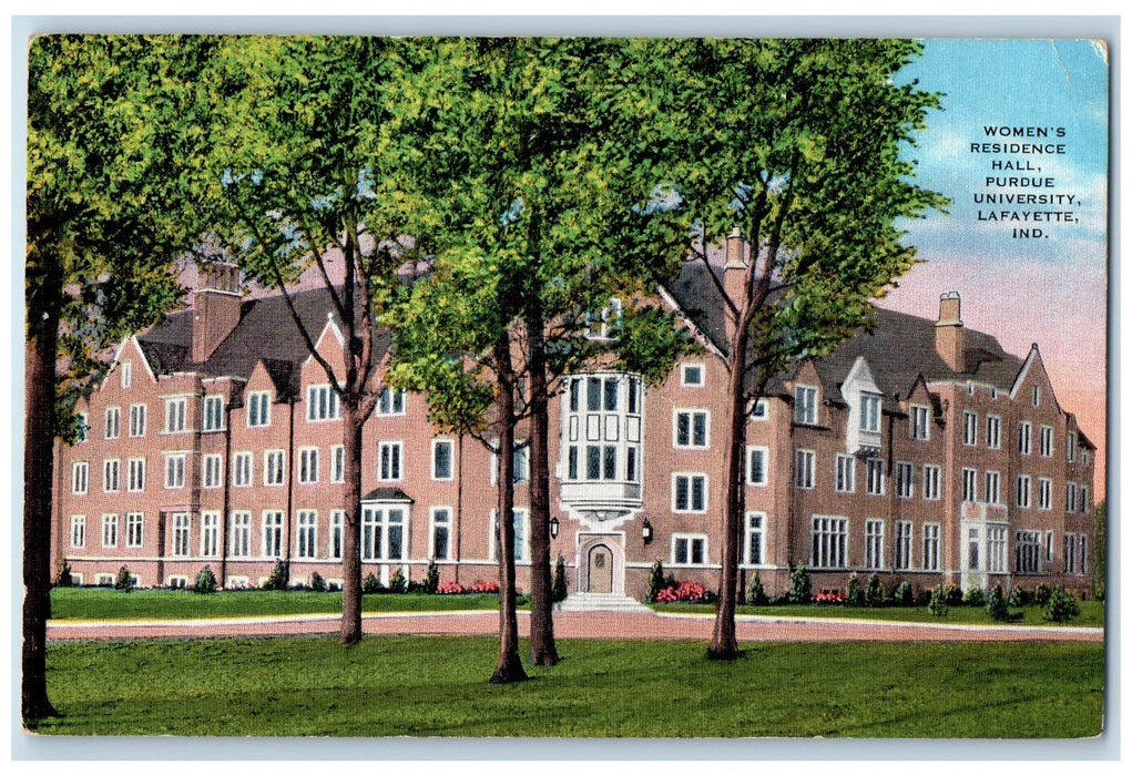 1940 Women's Residence Hall Purdue University La Fayette Indiana IN Postcard