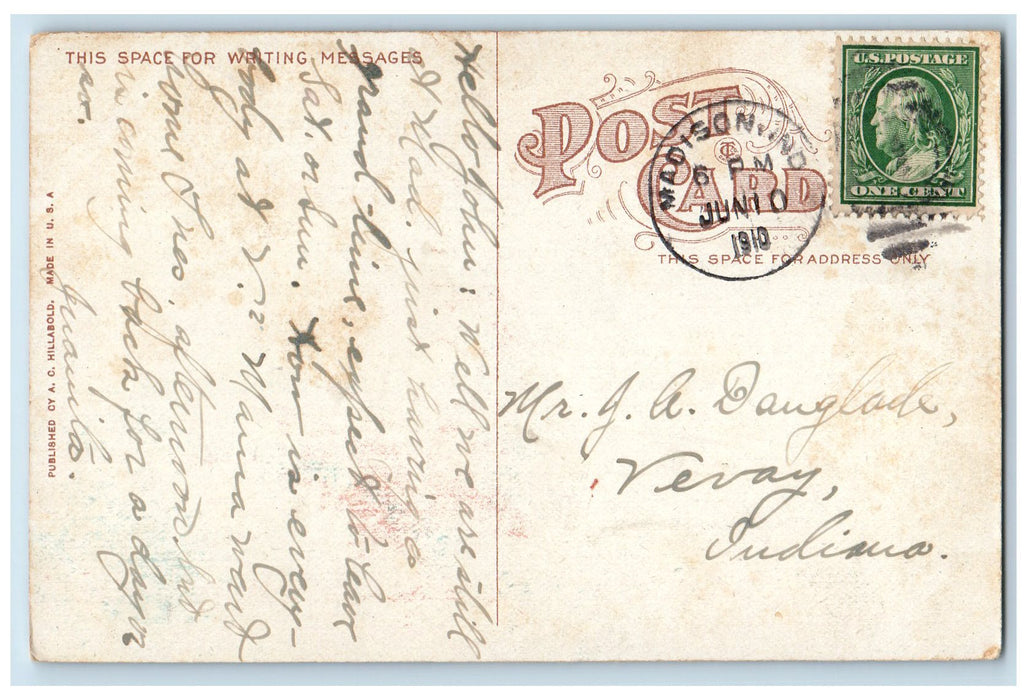 1910 Hanging Rock Water Falls Rock Formation Pathway Madison Indiana IN Postcard