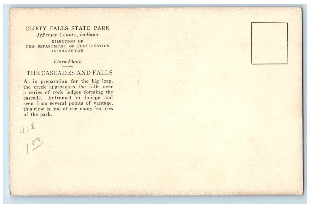 c1950 Clifty Falls State Park Cascades Form Jefferson County Indiana IN Postcard