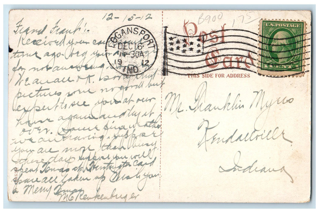 1912 High School & Public Library Building Campus Logansport Indiana IN Postcard