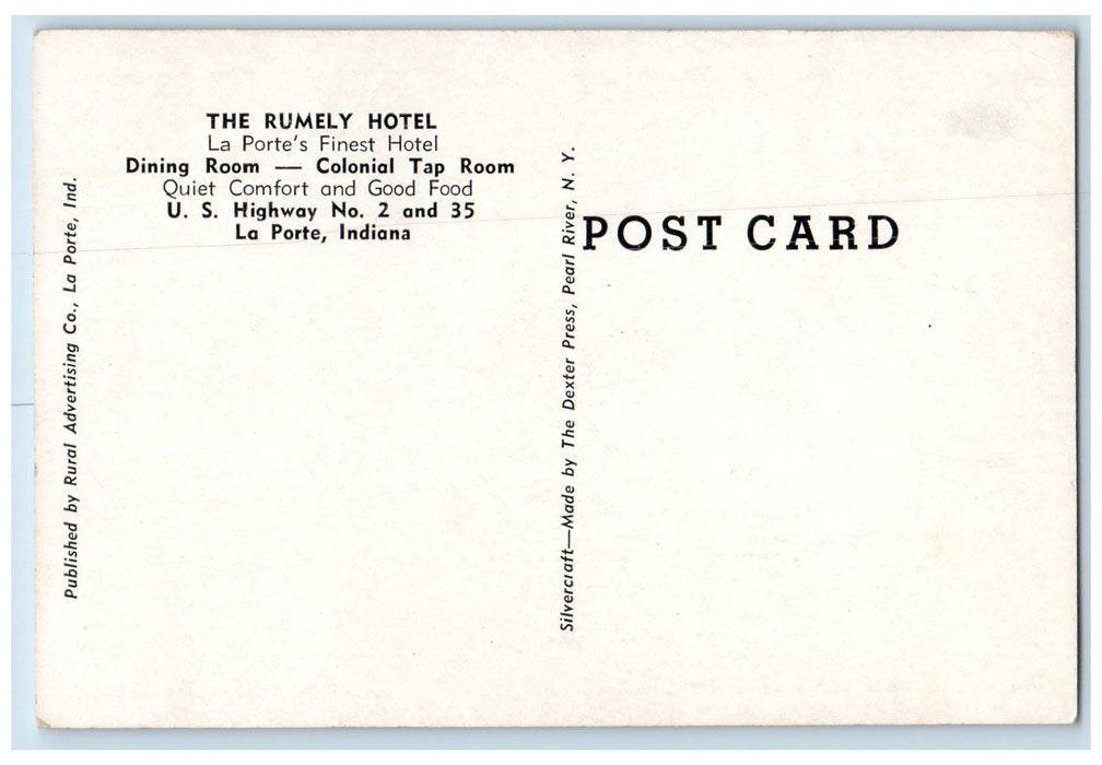 c1920 Rumely Hotel Building Restaurant Classic Cars La Porte Indiana IN Postcard