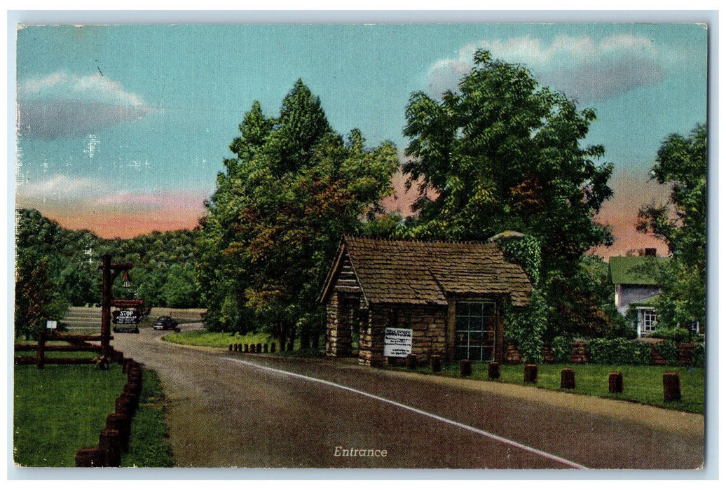 c1950 Entrance Road Cottage Turkey Run State Park Marshall Indiana IN Postcard