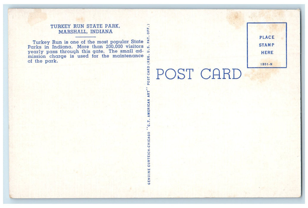 c1950 Entrance Road Cottage Turkey Run State Park Marshall Indiana IN Postcard