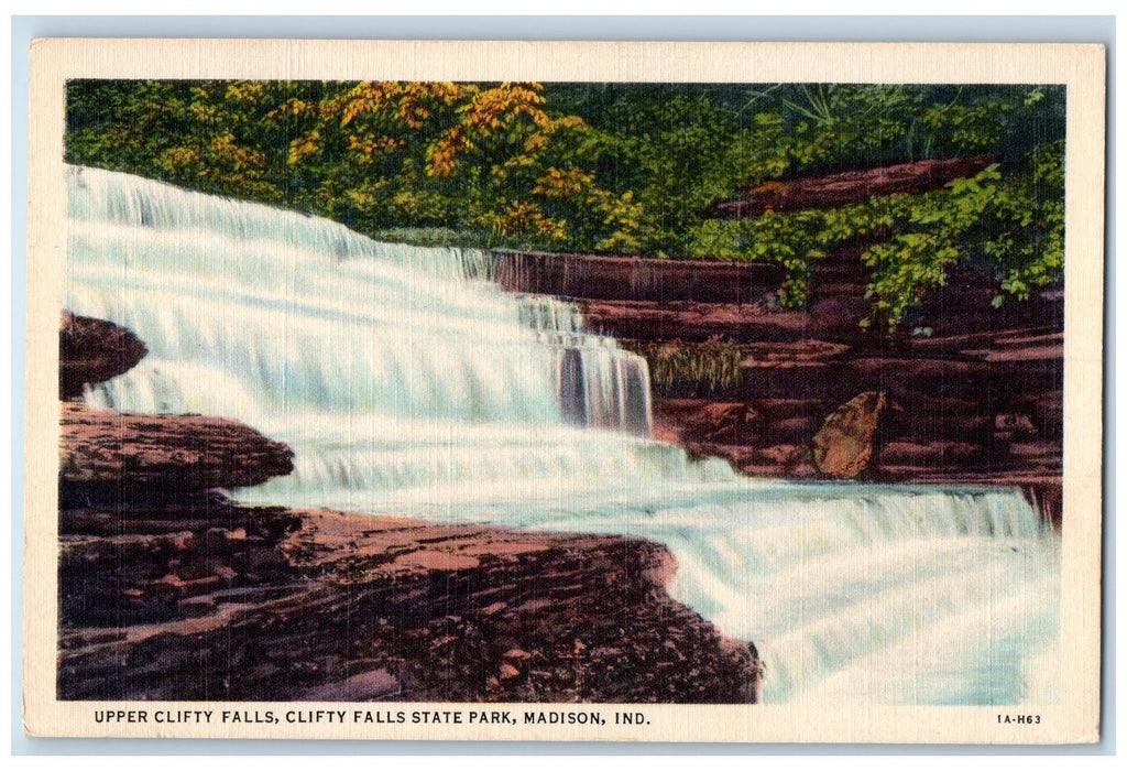 c1940's Upper Clifty Falls Clifty Falls State Park Madison Indiana IN Postcard