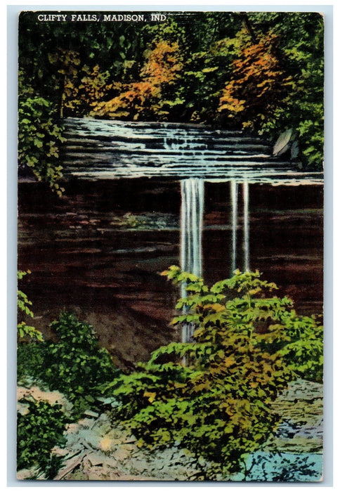 c1950's Clifty Falls Rock Formation Grove Tree Views Madison Indiana IN Postcard