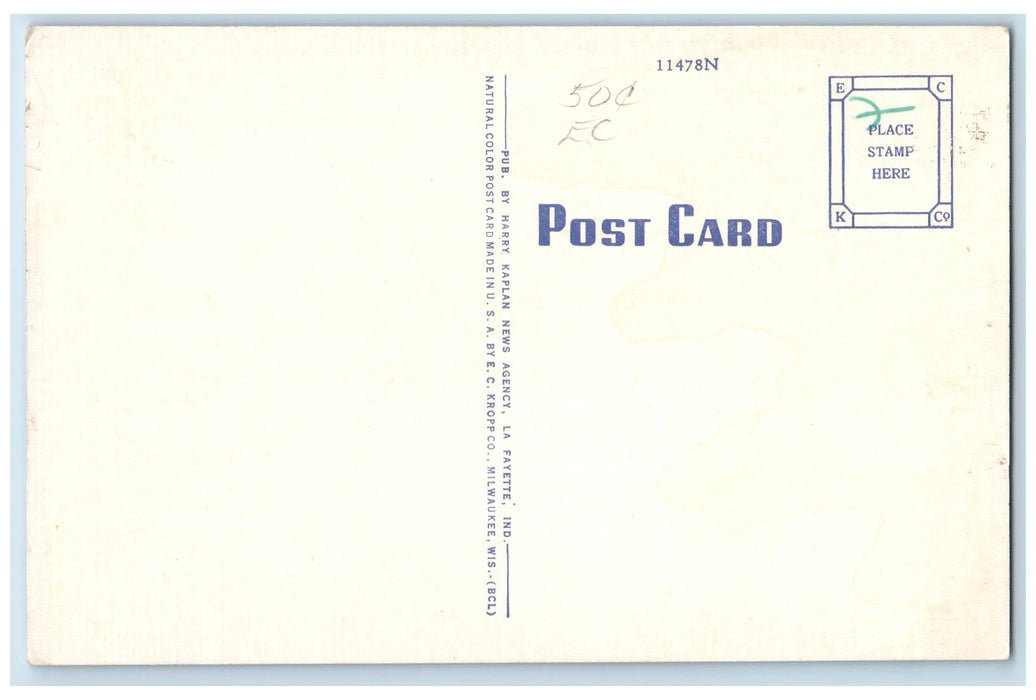 c1940's Main Street Levee Lake River Boat La Fayette Madison Indiana IN Postcard