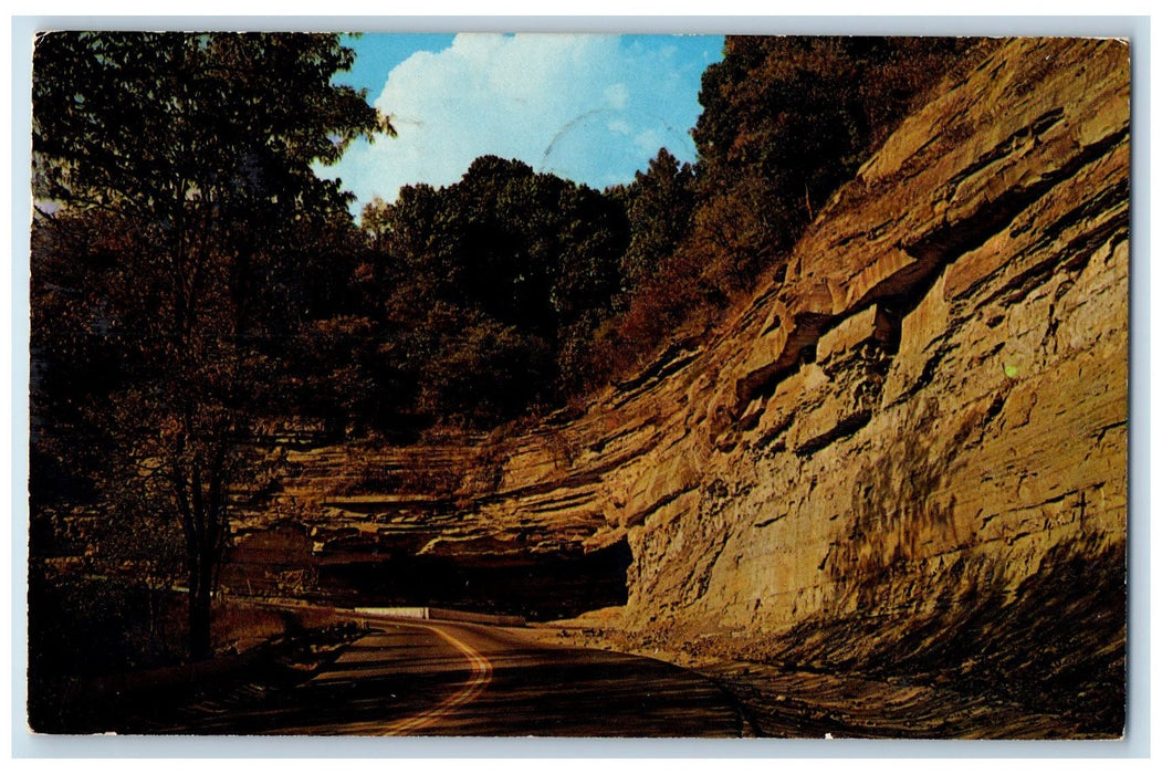 1970 Hanging Rock Hill On Indiana Curve Highway View Madison Indiana IN Postcard