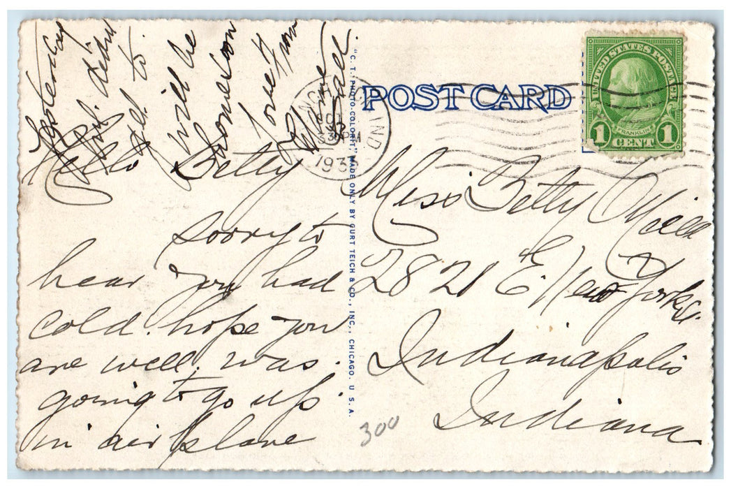 1933 French Lick Springs Hotel Restaurant Building Indiana IN Posted Postcard