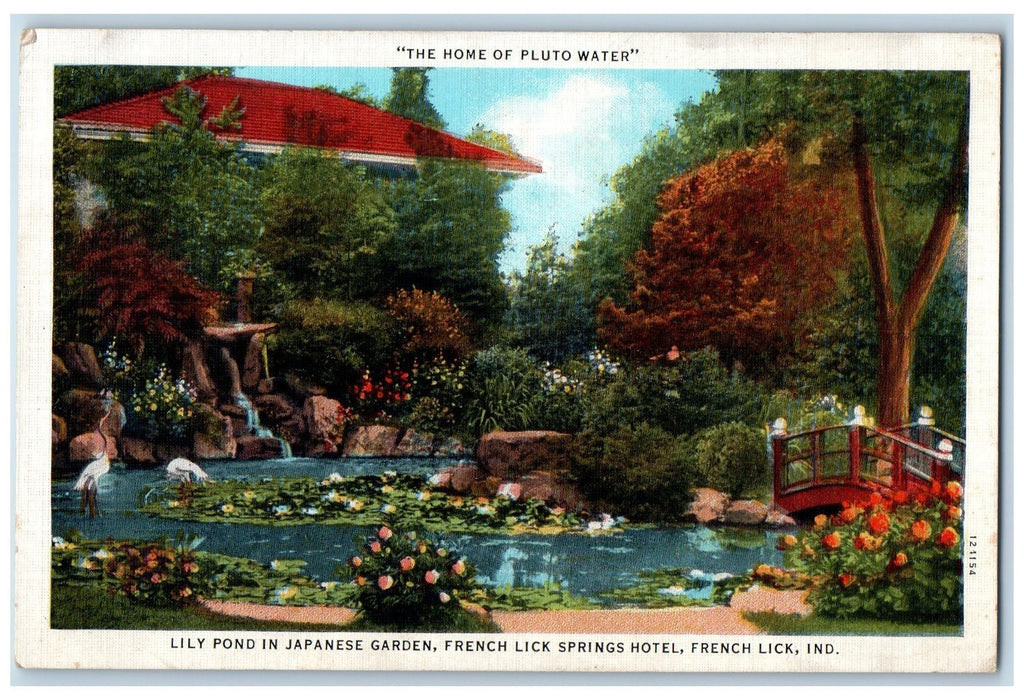 1935 The Home Of Pluto Water Lily Pond French Lick Indiana IN Posted Postcard