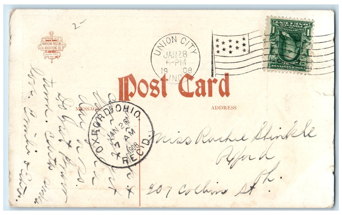 1908 East Division Street Pathways Houses Union City Indiana IN Posted Postcard