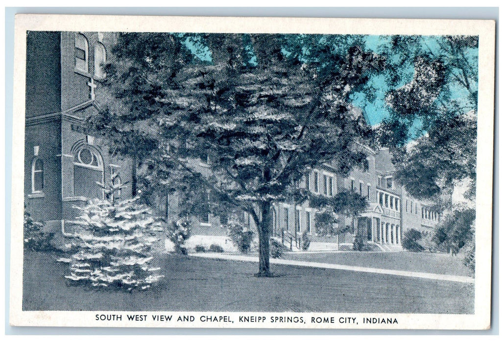 c1920 South West View & Chapel Kneip Springs View Rome City Indiana IN Postcard