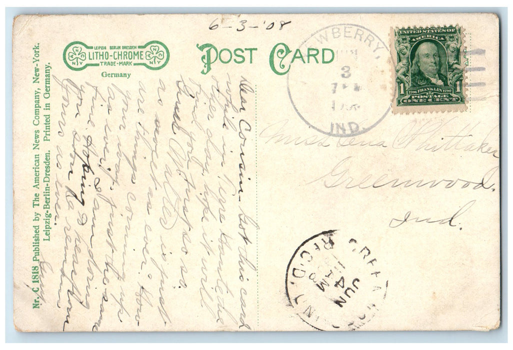 1908 In The Jungle Forest Park Lake River Terre Haute Indiana IN Posted Postcard