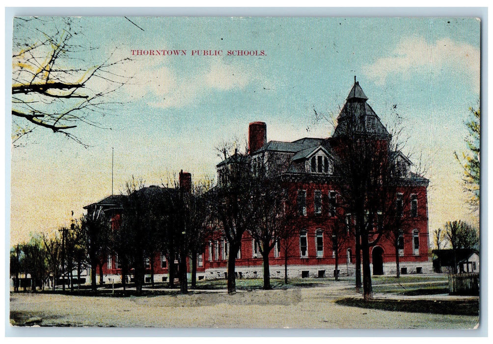 1910 Thorntown Public Schools Building Campus Tree Thorntown Indiana IN Postcard