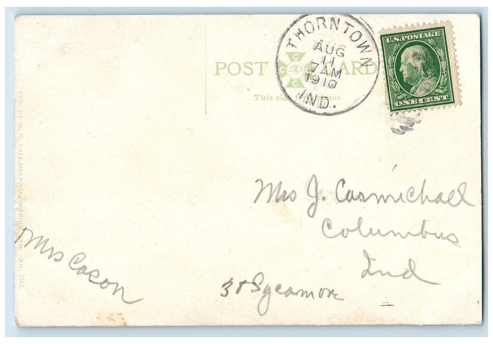 1910 Thorntown Public Schools Building Campus Tree Thorntown Indiana IN Postcard