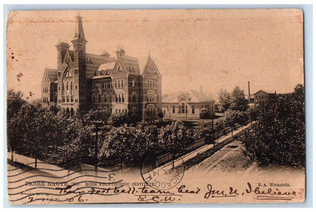 1906 Rose Polytechnic Institute School Building Terre Haute Indiana IN Postcard