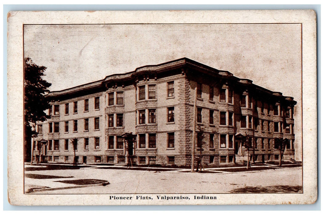 1911 Pioneer Flats Apartment Building Roadside Valparaiso Indiana IN Postcard