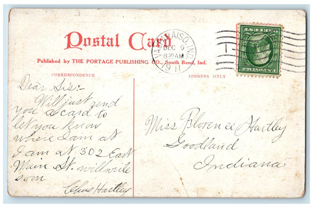 1911 Pioneer Flats Apartment Building Roadside Valparaiso Indiana IN Postcard