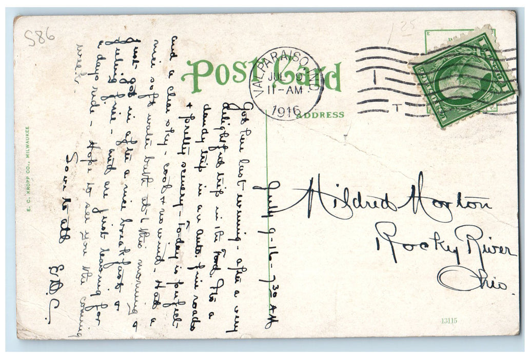 1916 Students Rustic Bridge Valparaiso University Valparaiso Indiana IN Postcard