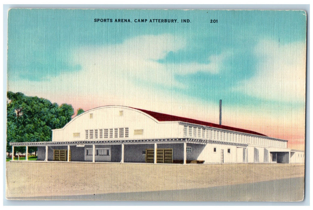 c1940's Sports Arena Camp Building  View Atterbury Indiana IN Unposted Postcard