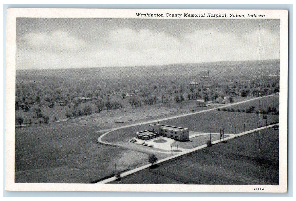 c1920 Washington County Memorial Hospital Aerial View Salem Indiana IN Postcard