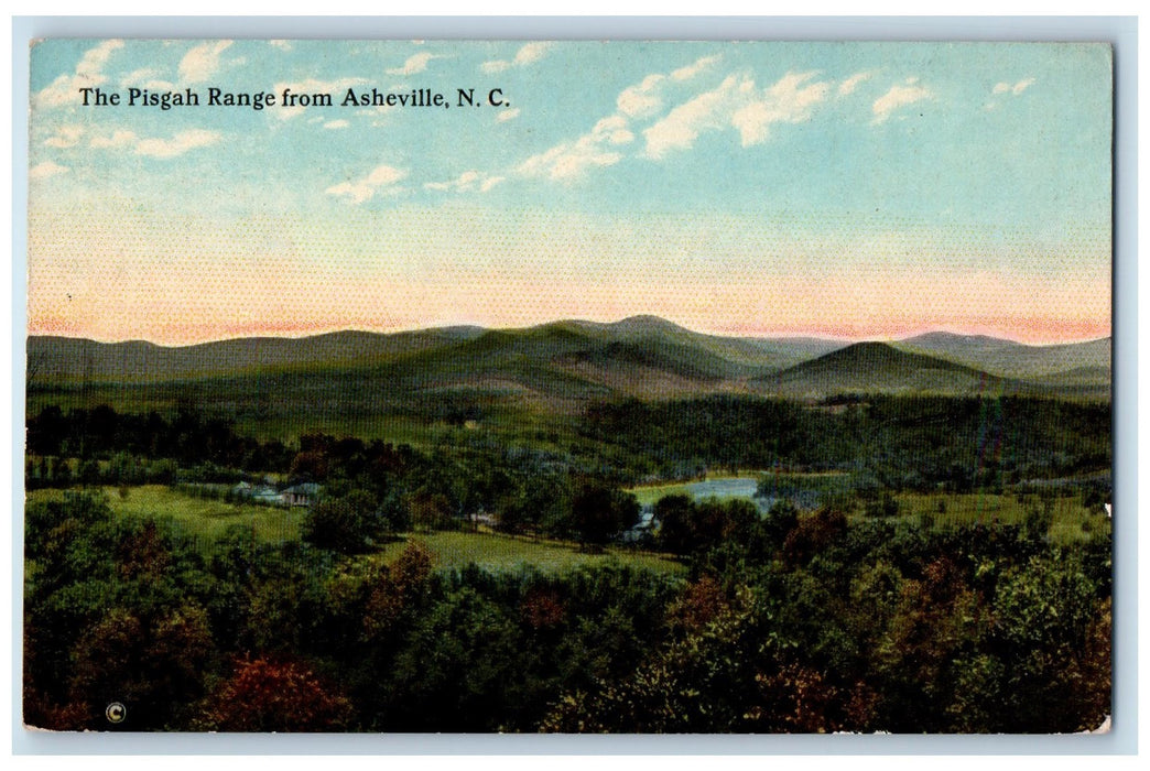 c1950 The Pisgah Range From Asheville Lake River View North Carolina NC Postcard