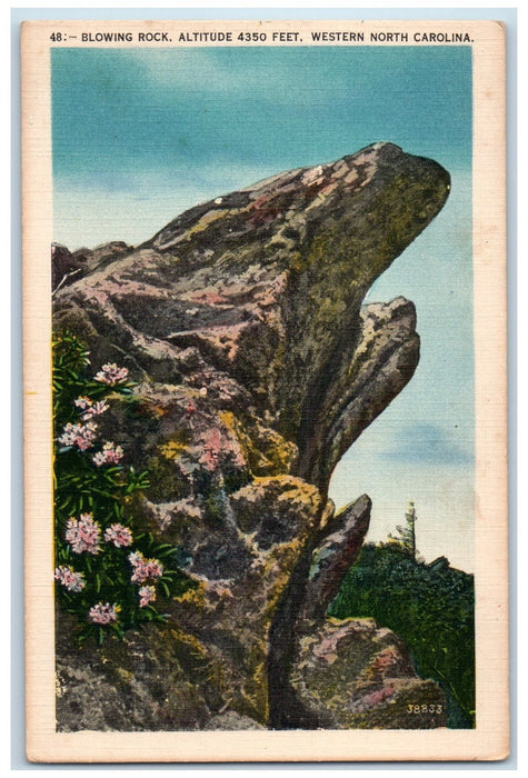 c1940 Blowing Rock Formation Altitude 4350ft Western North Carolina NC Postcard