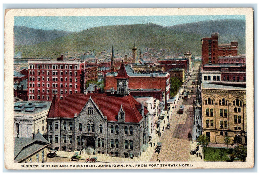 1916 Business Section & Main Street Johnstown Pennsylvania PA Posted Postcard