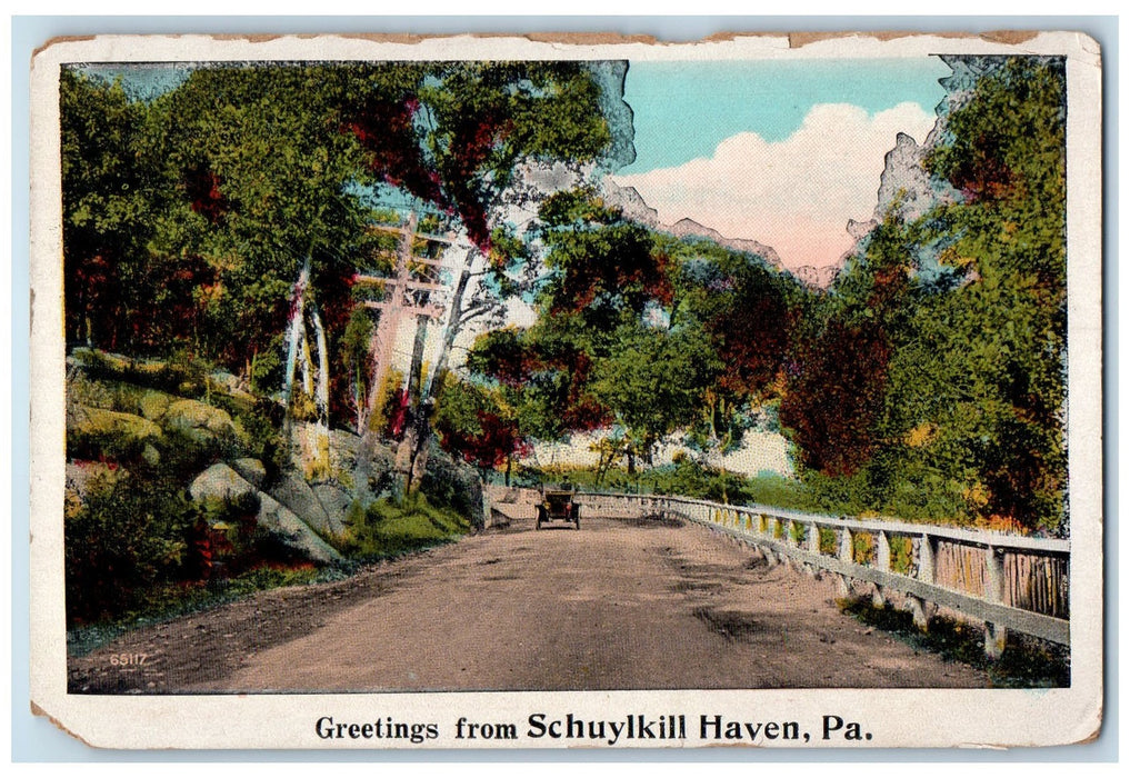 c1920 Greetings From Schuylkill Haven Dirt Road Fayette Pennsylvania PA Postcard