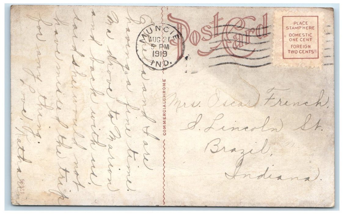 c1920 YMCA Building Corner Roadside Carriage Bicycle Muncie Indiana IN Postcard