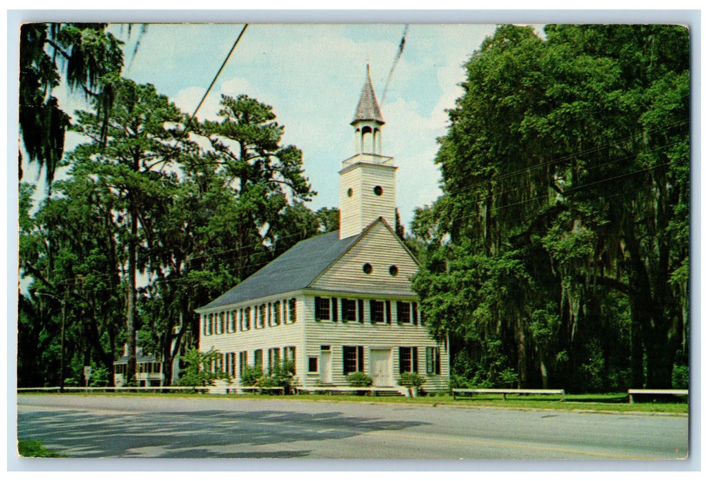 c1960s Midway Church Exterior Roadside Midway Georgia GA Unposted Trees Postcard