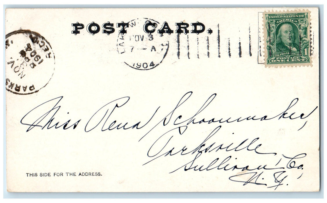 1904 Lake-Path And Drive Trees Scene Lakewood New Jersey NJ Posted Postcard